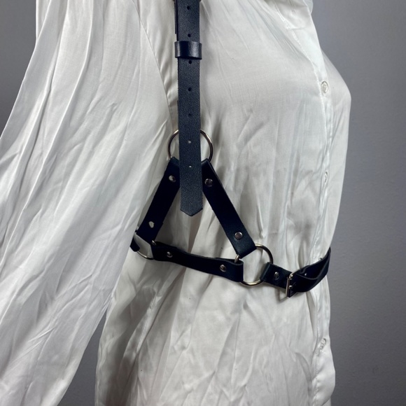 Fashion Black Leather Harness Belt - Picture 9 of 9